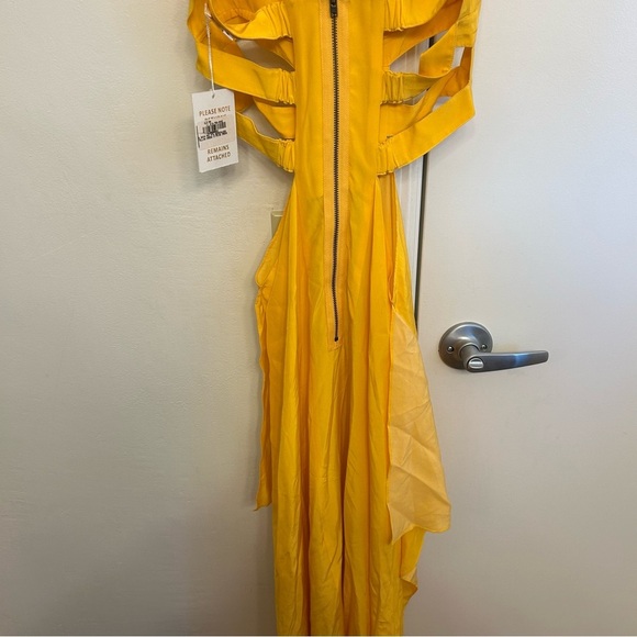 Aya Muse Citrine Silk Maxi Dress Yellow Blue Cut-Out NWT Small Wedding Formal - Picture 10 of 12